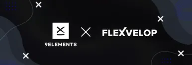 Gegenüberstellung der Logos von 9elements und Flexvelop zur Verdeutlichung des Investments von 9elements in Flexvelop.